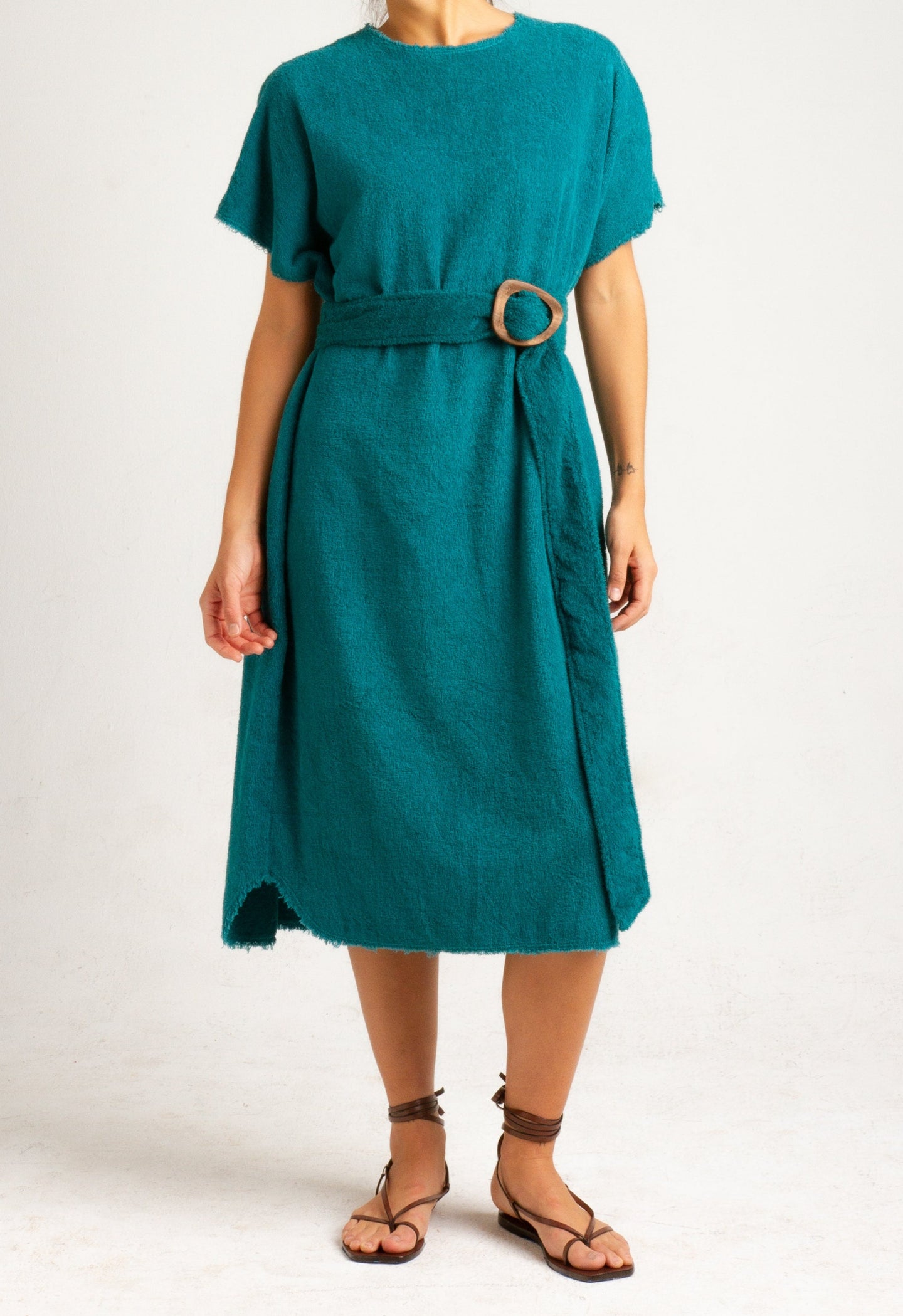 BENNY <br> Towel Terry poncho dress with belt